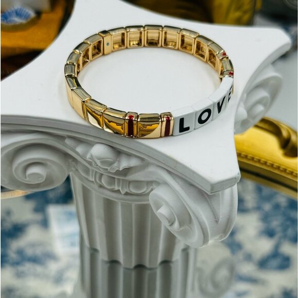 🆕 ROXANNE ASSOULIN 🧿 NWOT Golden LOVE Bracelet Set - Set of 2 - Picture 11 of 16